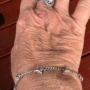 Vintage Sterling Silver Dolphin Charm Bracelet
